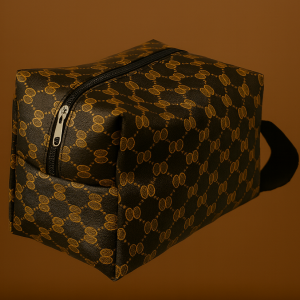 Toiletry bag in Dark brown & gold