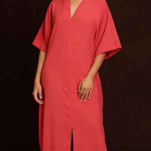Crimson Elegance Kaftan Dress Set